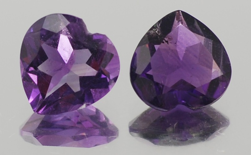 heart amethyst pair